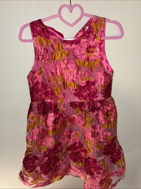 TCEC Pink and Gold Floral Brocade Dress